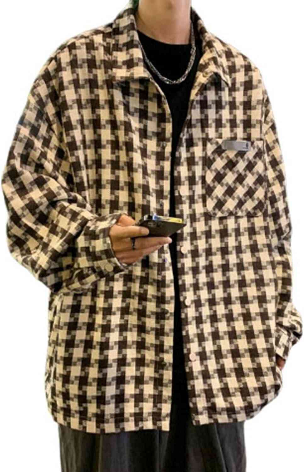 【20%OFFクーポン】スタジャン メンズ 千鳥格子 折り襟 春秋 長袖 薄手 防寒 防風 着回し カジュアル 日常 通勤 通学 ジャケット 男女兼用 かっこいい お洒落 ゆったり 大きいサイズ アウター|Yokos