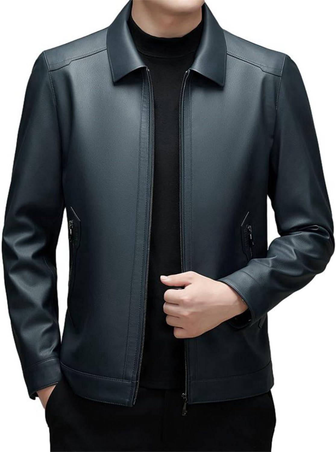 【20%OFFクーポン】本革ジャケット メンズ ラムレザー ライダースジャケット 革ジャン レザージャケット リアルレザー 本革コート 秋服 秋 秋冬 無地 ビジネスジャケット 紳士 ステンカラー 防風 防寒 保温