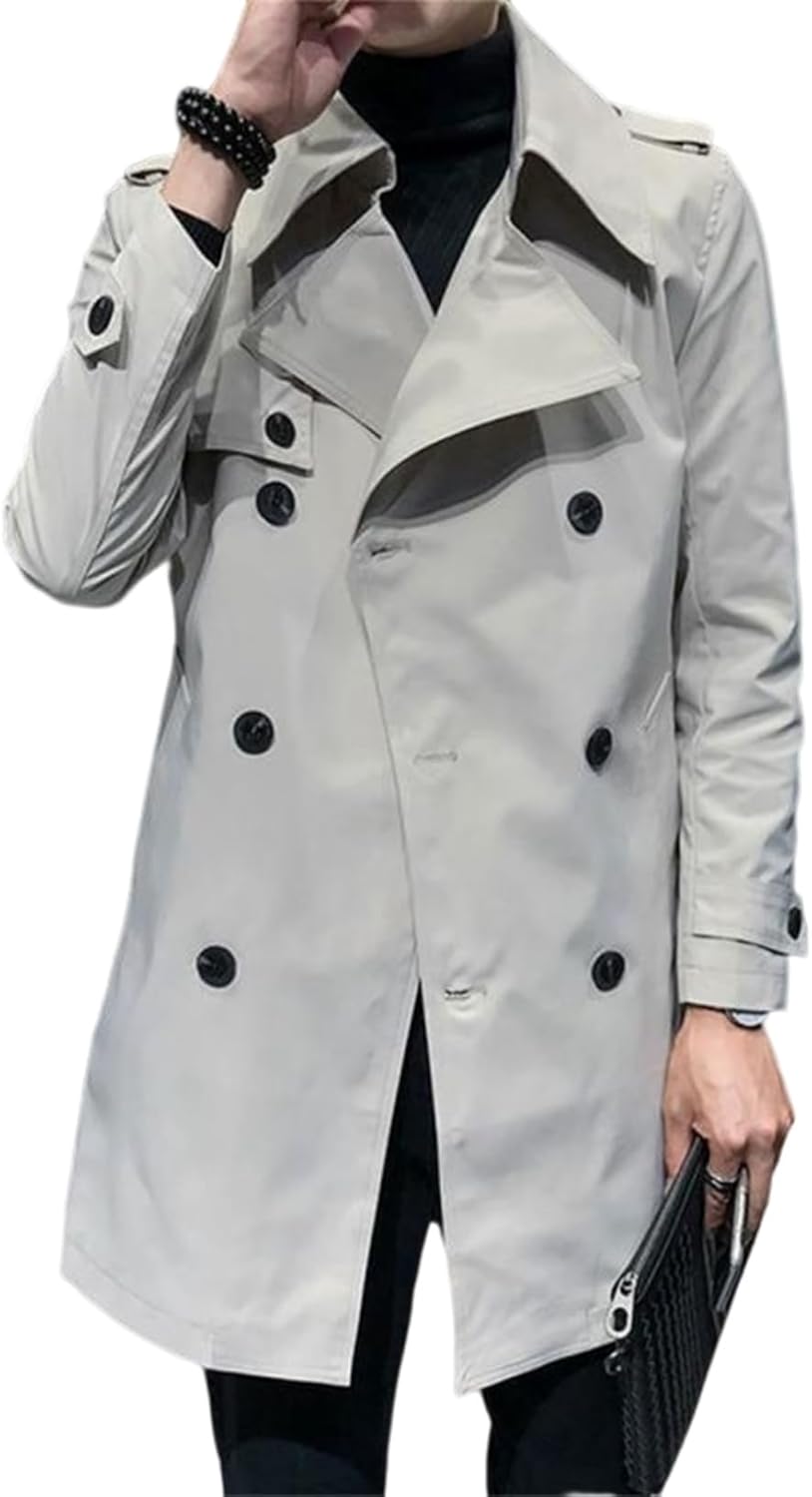 【20%OFFクーポン】トレンチコート 春秋服 メンズ ステンカラーコート ビジネス おしゃれ 通勤 アウトドア 防風 防寒 スプリングコート 無地 ミドル丈 薄手 ポケット ベルト ダブル 長袖 大きいサイズ スリム アウ|Yokos