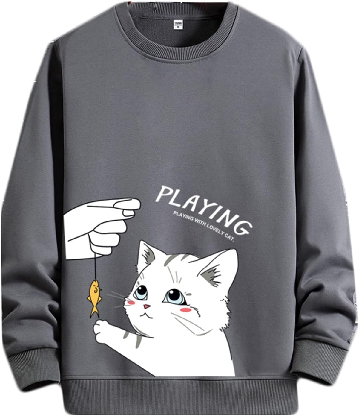【20%OFFクーポン～】トレーナー スウェット 綿 猫 大きいサイズ M～5XL メンズ 秋服 春服 インナーシャツ スポーツウェア トップス シャツ スウェット 快適 カジュアル 柔らかい お洒落