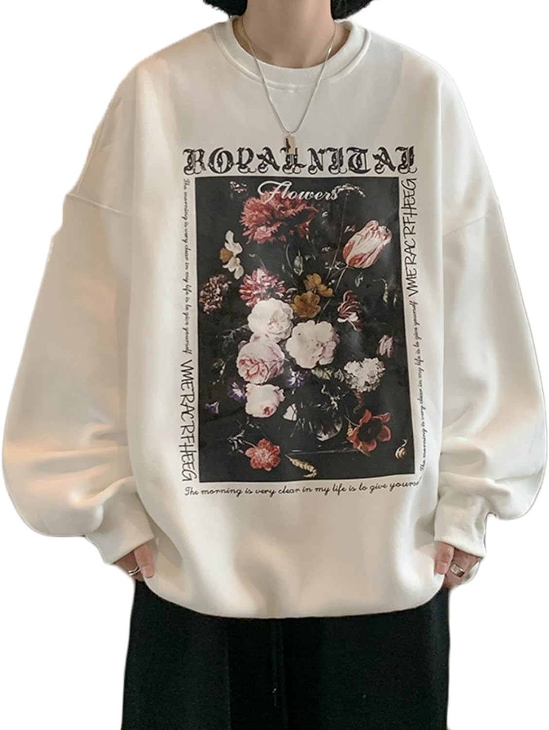 【20%OFFクーポン～】大きいサイズ スウェットシャツ トレーナー プリント 花 スウェット メンズ ロングスリーブ 秋 春服 インナーシャツ スポーツウェア トップス プルオーバー 着痩せ カジュアル 柔らかい 学生