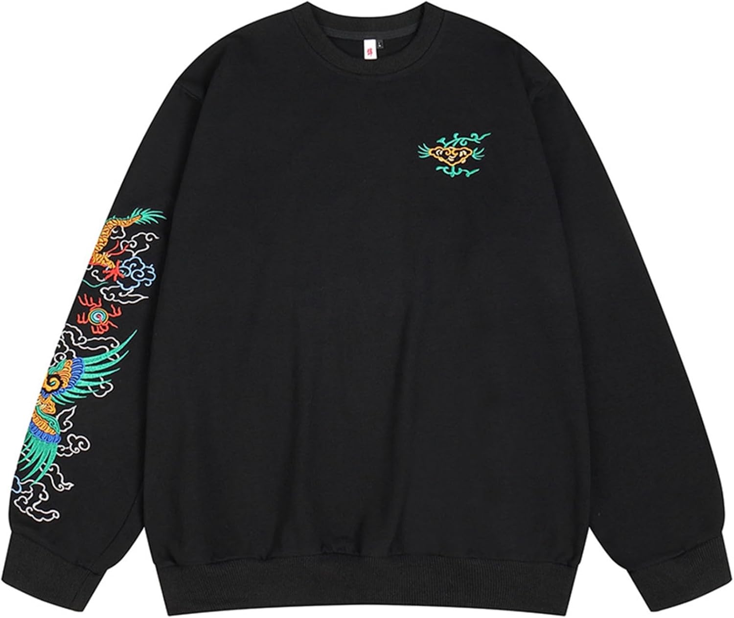 【20%OFFクーポン～】Ｔシャツ トレーナー パーカー メンズ 長袖 龍 鳳 刺繍 チャイナ風 丸首 スウエットパーカー プルオーバー フーディ ゆったり おしゃれ カジュアル レギュラーフィット 春秋 お出かけ 旅行