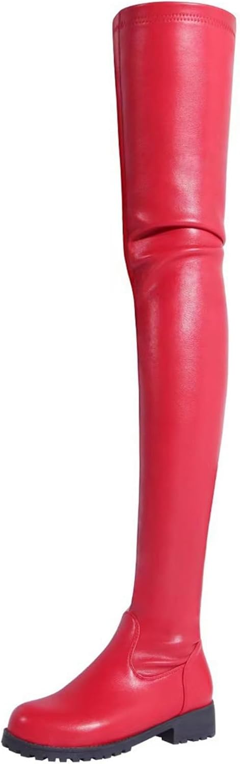 【20%OFFクーポン～】ニーハイブーツ オーバーニー エナメル ロングブーツ 膝上 レディース 長靴 大きいサイズ フラット 秋冬春 PU 足細 細身 ハーフジップ 滑り止め ソフト 疲れにくい 軽量 カジュアル 韓国