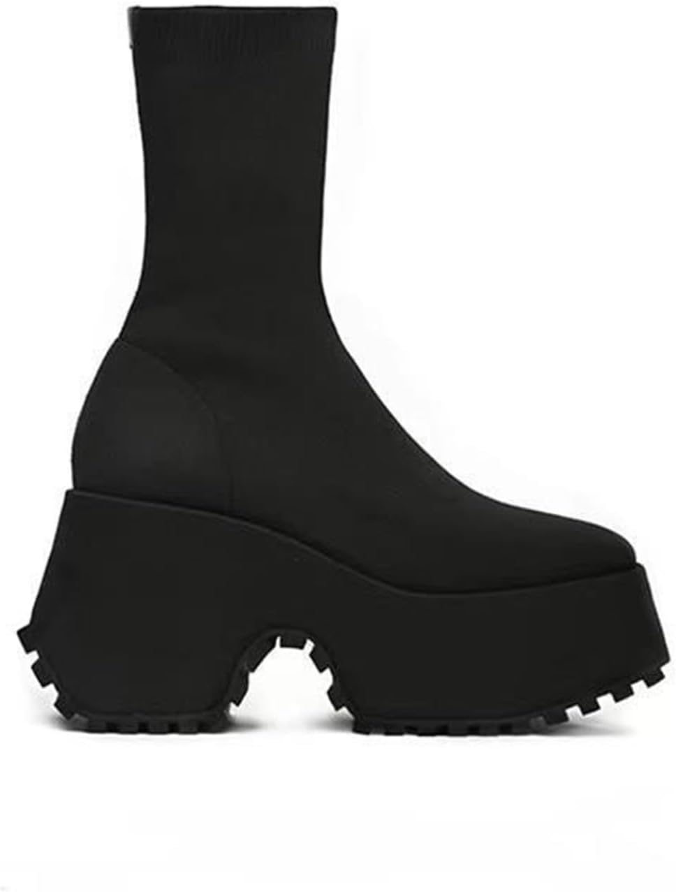 【20%OFFクーポン～】ニットブーツ ストレッチ レディース アンクルブーツ ショートブーツ 厚底 シンプル 美脚 プラットフォーム 疲れない スクエアトゥ アメカジ 秋冬 防滑 大きい 小さいサイズ 通勤 パーティ