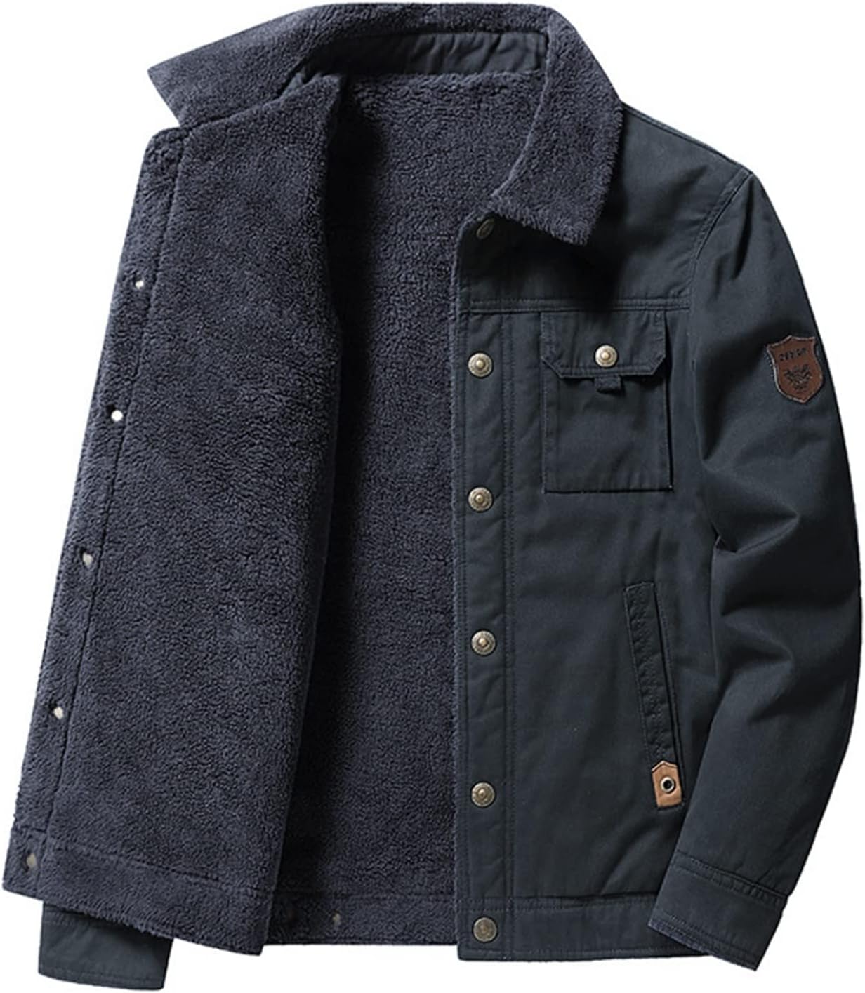 【20%OFFクーポン～】フライトジャケット M5XL 綿 メンズ フリース ボア 秋冬着 コート 無地 ボタン マルチポケット スタジャン ブルゾン 中綿ジャケット シンプル 大きいサイズ アウター 防寒着 暖かい｜Yokos