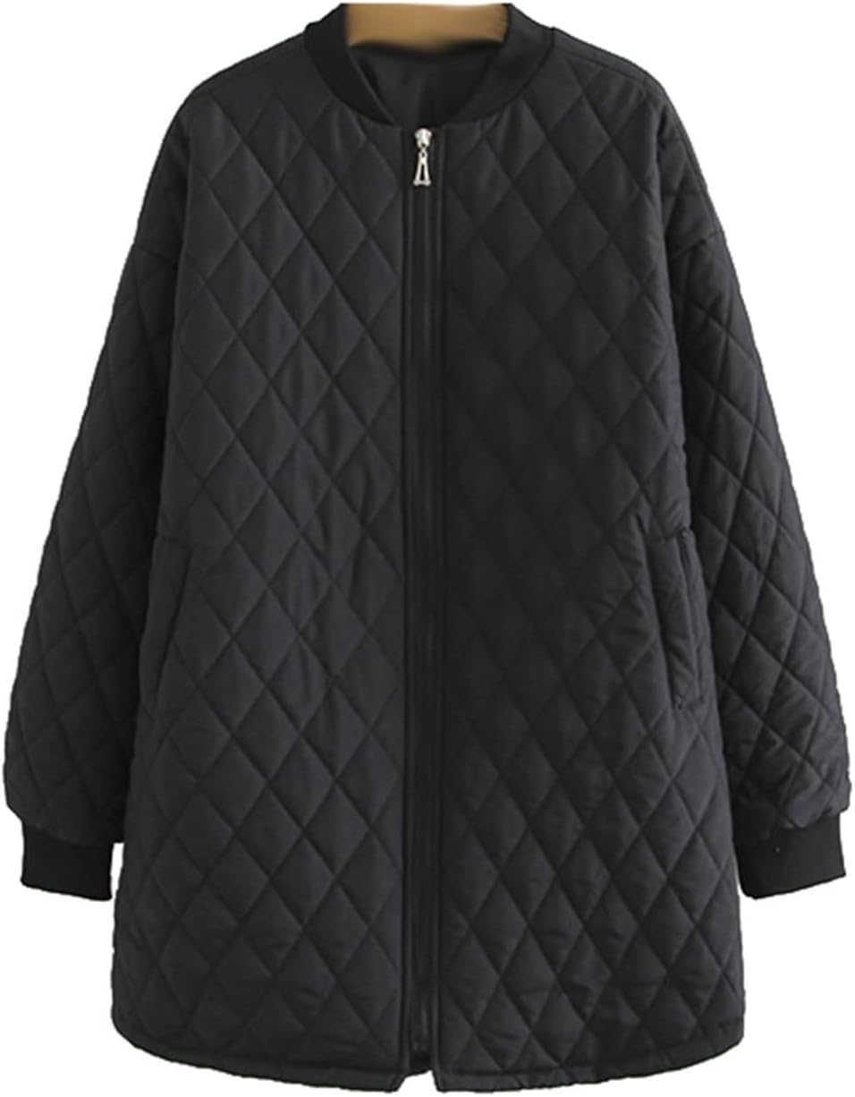 【20%OFFクーポン～】大きいサイズ キルティングジャケット レディース ミドル丈 シンプル 3XL6XL 無地 中綿キルトブルゾン ジャンパー 中綿ブルゾン ショートコート カジュアル 保温 秋冬 ゆったり 婦人 冬服｜Yokos