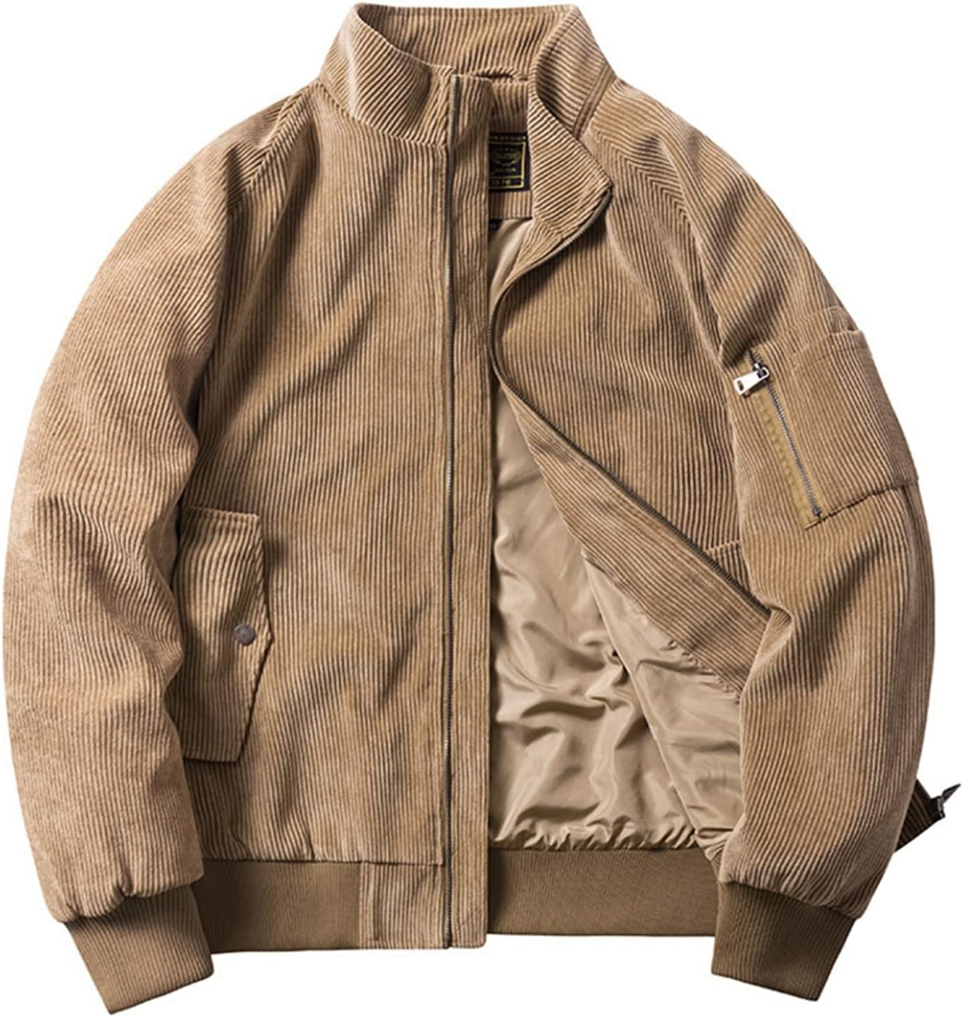 【20%OFFクーポン～】5XL コーデュロイジャケット メンズ フルジップブルゾン ミリタリーコート グリーン カーキ ダークブルー ジャケット 大きいサイズ スタジャン フルジップ ストリート 防風 あったか カジュアル｜Yokos