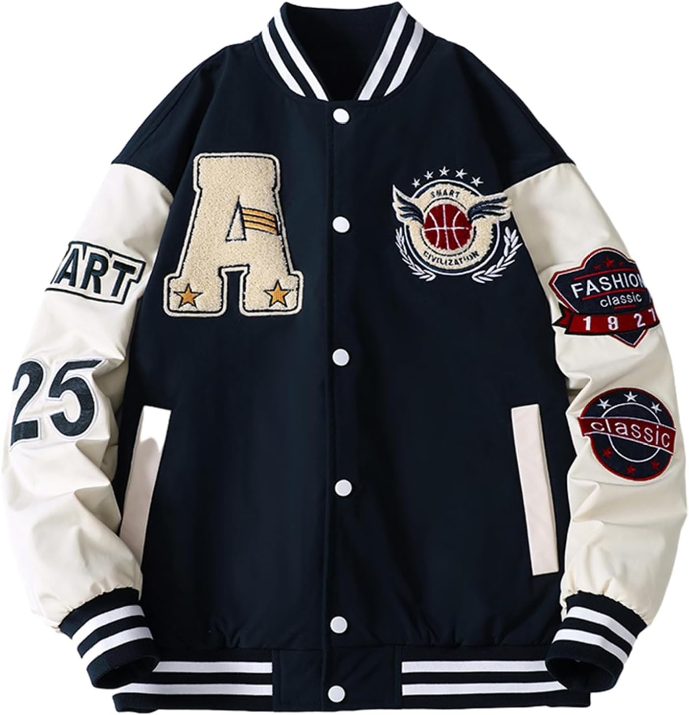 【20%OFFクーポン～】スタジャン スタジアムジャンパー メンズ レディース 秋冬 ジャケット ゆったり 防風 防寒 厚手 レター刺繍 刺繍ワッペン パッチワーク カジュアル ヒップホップ ストリート ヴァーシティ