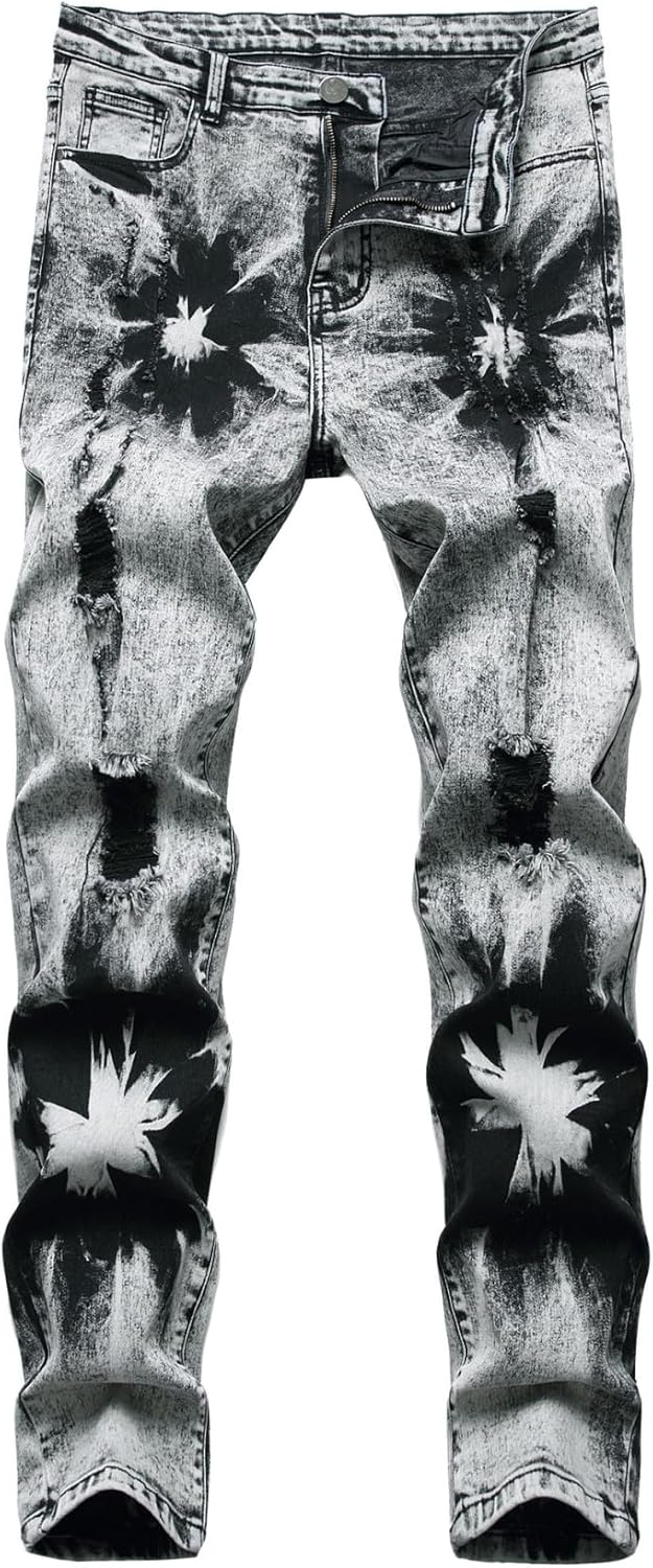 【20%OFFクーポン～】ジーンズ デニムパンツ タイダイ染 ウォッシュ加工 袴パンツ ボトムス メンズ スリム 原宿風 紳士用 スポーツ ファッション 厚手 ストリート hiphop系 春夏秋冬 カジュアル スキニー バイク