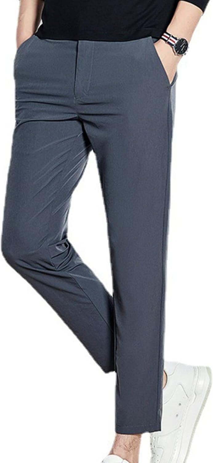 【20%OFFクーポン～】冷感 スラックス 夏 9分丈 イージーパンツ メンズ 細身 フィット スリム ロングパンツ ストレッチ 涼感 涼しい アイスタッチ 大きいサイズ ビジネス カジュアル 通勤 アンクル丈 蒸れにくい 着