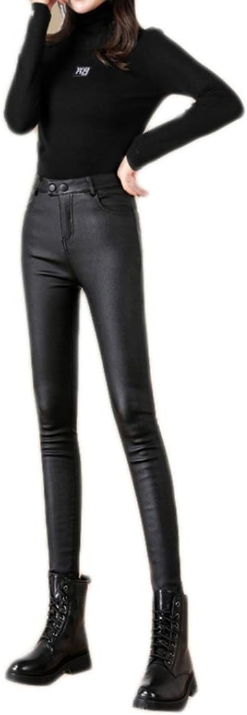 【20%OFFクーポン~】ロングパンツ レザーパンツ レディース フェイクレザー ハイウェスト カジュアル 細身 スキニー 美脚 美尻 光沢あり 裏起毛 厚手 春夏 秋冬 防寒 革ジャン 皮パン ラレギパン レギンス ボトムス