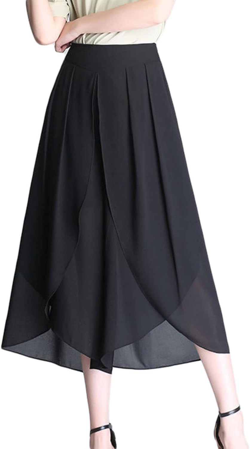 【20%OFFクーポン～】シフォン ワイドパンツ レディース ゆったり ガウチョパンツ 花柄 きれいめ ヨガパンツ シフォンパンツ ２枚重ね ファッション 無地 キュロット ストレッチ おしゃれ ゆったり シンプル リゾート