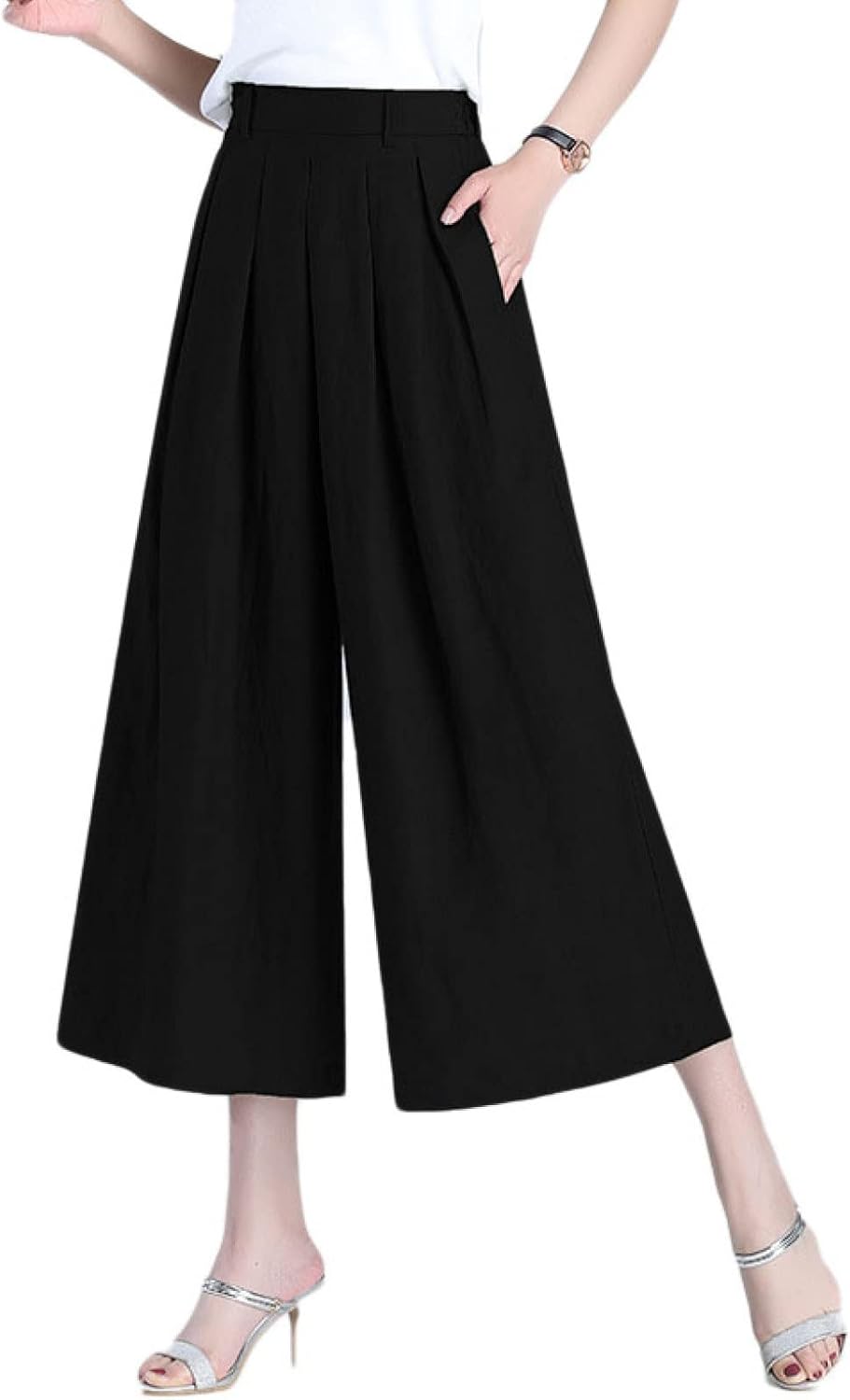 【20%OFFクーポン～】ワイドパンツ レディース 春夏 ゆったり ロングパンツ ポケット付き 綿麻 カジュアル 長ズボン ウエストゴム ガウチョパンツ リネンパンツ フレアパンツ 秋 きれいめ 通気 スカートパンツ クールパ
