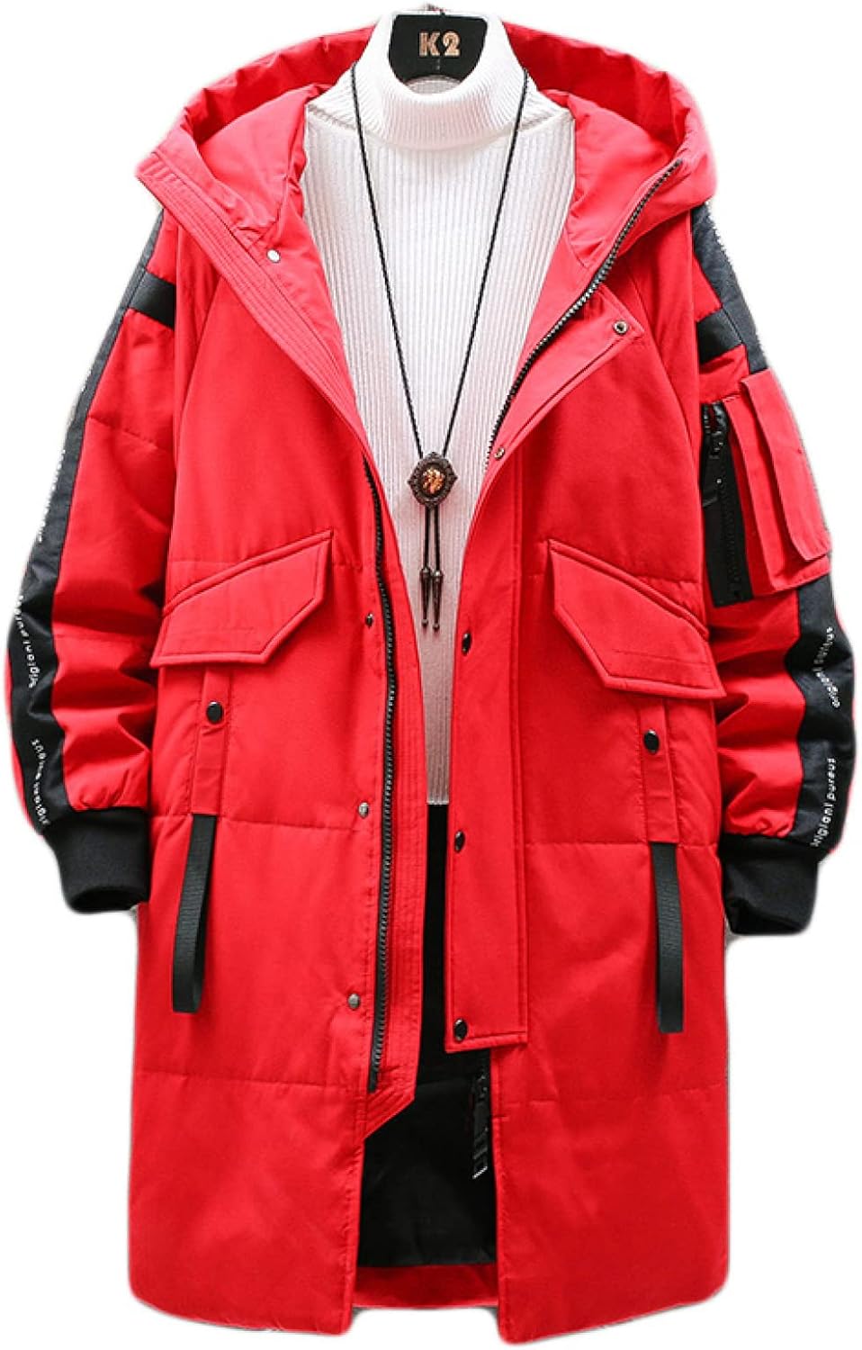 【20%OFFクーポン～】メンズ ダウンジャケット ホワイトダウン 厚手 フード付き 無地 シンプル お洒落 冬服 アウター ロング丈 カジュアル アウトドア 普段着 通勤 通学 ハイキング ストリート 大きいサイズ 男性 男