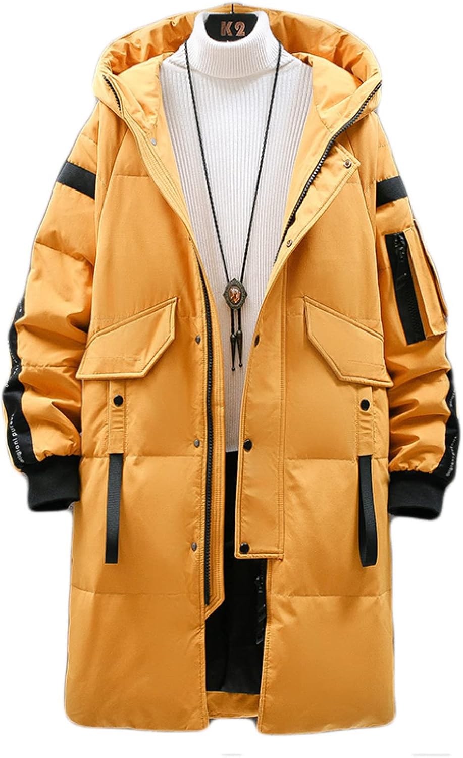 【20%OFFクーポン～】メンズ ダウンジャケット ホワイトダウン 厚手 フード付き 無地 シンプル お洒落 冬服 アウター ロング丈 カジュアル アウトドア 普段着 通勤 通学 ハイキング ストリート 大きいサイズ 男性 男