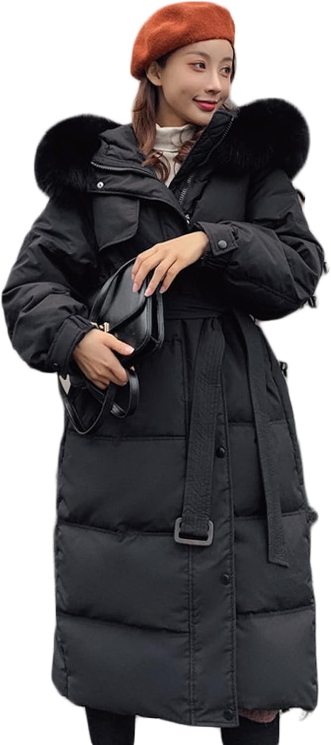 【20%OFFクーポン～】ファー付き フード ベンチコート ロングダウンコート レディース ダウンコート 中綿入り ダウンジャケット 冬服 防寒着 あったか 大きいサイズ aライン ウェストベルト エレガント アウター 防寒