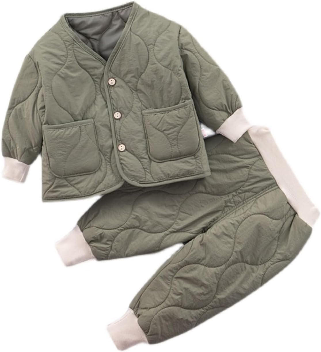 【20%OFFクーポン～】ベビー服 男の子 女の子 冬 カバーオール 長袖 Vカット ジャンプスーツ 防寒 新生児 出産祝い もこもこ ダウンパンツ ダウンジャケット パンツ 前開き 80cm 90cm ２点セット ルームウェ