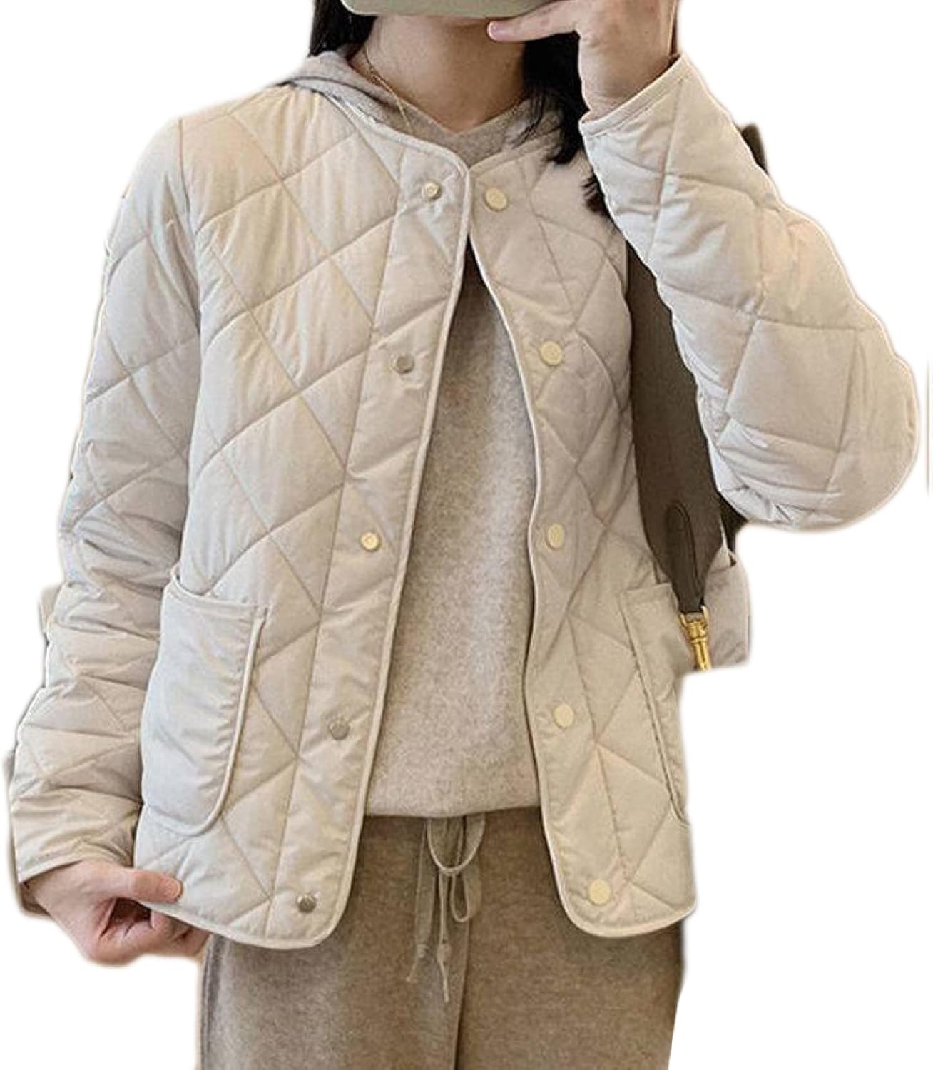 【20%OFFクーポン～】レディース 中綿ジャケット ショート丈 コート 春 キルティングジャケット 春秋 軽量 ノーカラー ジャケット 中綿入り 羽織り アウター 厚手 暖かい ショートコート 可愛い おしゃれ ミディアム丈｜Yokos