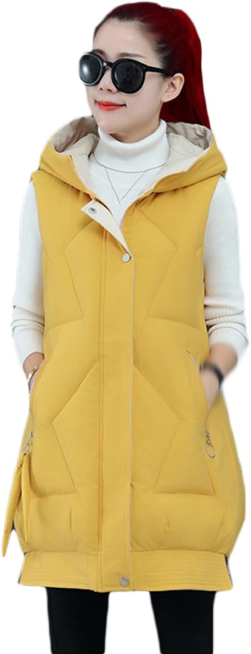 ベスト 秋 冬 レディース ダウンベスト ロングベスト ファッション 無地 スリム 中綿 可愛い おしゃれ 秋冬 体型カバー 中綿ベスト フード付き 綿入れ 冬服 袖なし アウター カジュアル ノース｜Yokos