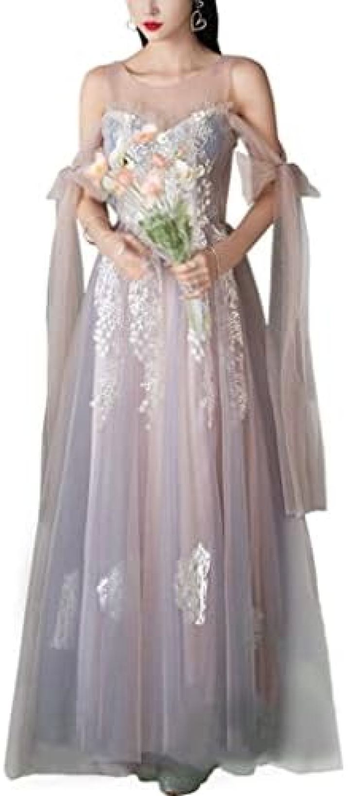 【20%OFFクーポン～】ロングドレス レディース パーティードレス ウエディングドレス イブニングドレス ドレス プリンセスドレス 刺繍 チュール オフショルダー 花柄 レース 花嫁 マキシ 発表会 スパンコール 演奏会 披