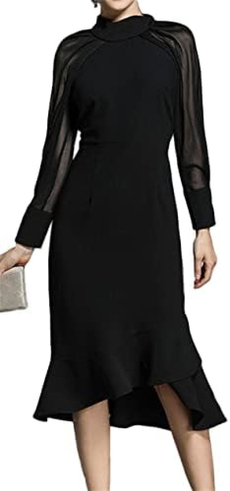 【20%OFFクーポン～】パーティードレス レディーズ フォーマルドレス フォーマルワンピース ロングワンピース シースルードレス 結婚式ドレス きれいめ フェミニン エレガント 上品 膝丈 二次会 謝恩会 卒業式 お呼ばれ