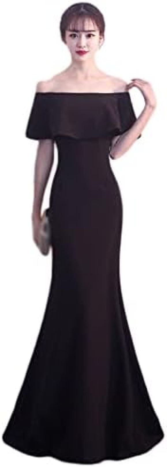 【20%OFFクーポン～】イブニングドレス マーメイド ロング ロングドレス 大きいサイズ 演奏会 お呼ばれ フォマール ドレス キャバ ぽっちゃり マーメイドドレス 黒 タイト 半袖 演奏会ドレス オフショル 大人 おしゃれ