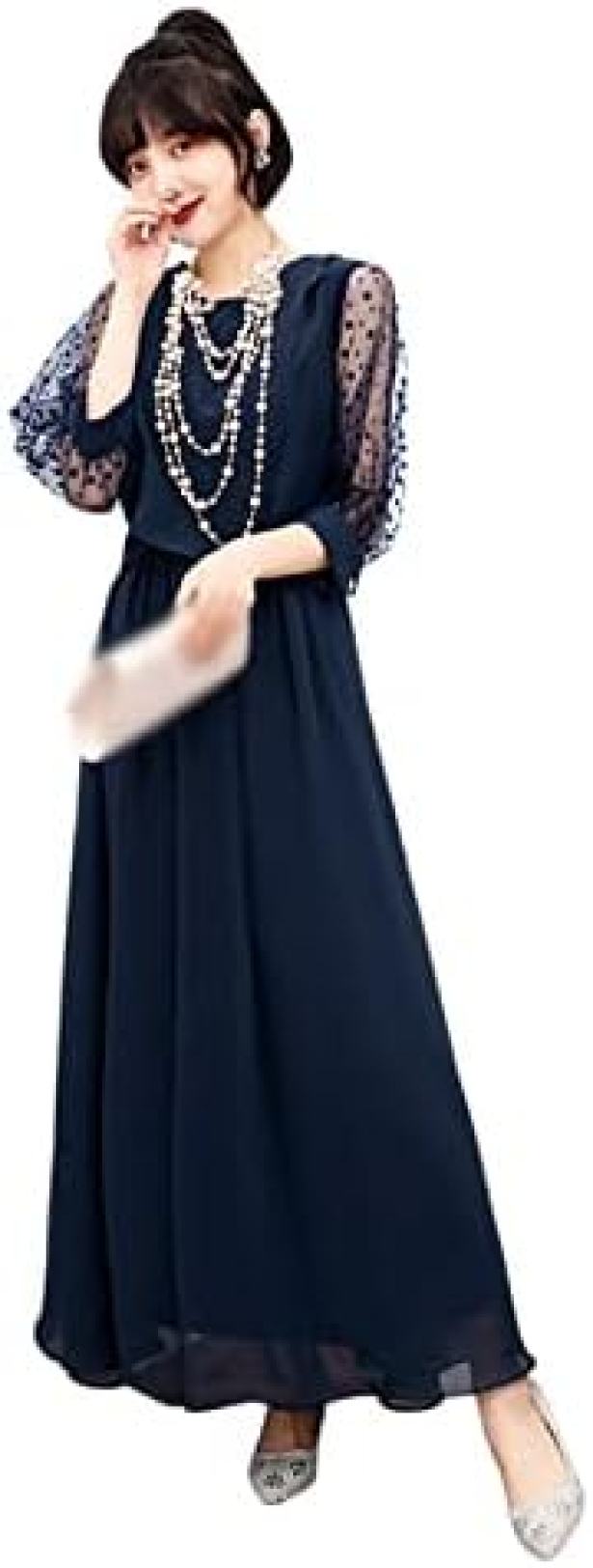 【20%OFFクーポン～】フリル ロングドレス パーティードレス おしゃれ 大きいサイズ ゆったり 結婚式 ドレス フレア袖 フォマールドレス 五分袖 大人 レディース ピアノ 発表会 カジュアルドレス 成人式 小さいサイズ