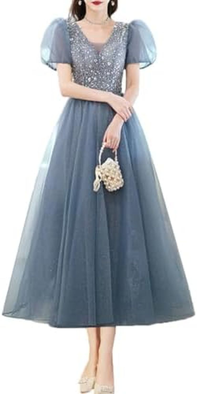 【20%OFFクーポン～】レディース イブニングドレス ドレス パーティードレス ロングドレス ウエディングドレス ワンピース カクテルドレス フォーマル チュール スパンコール ロング丈刺繍 Vネック マキシ 結婚式 披露宴｜Yokos
