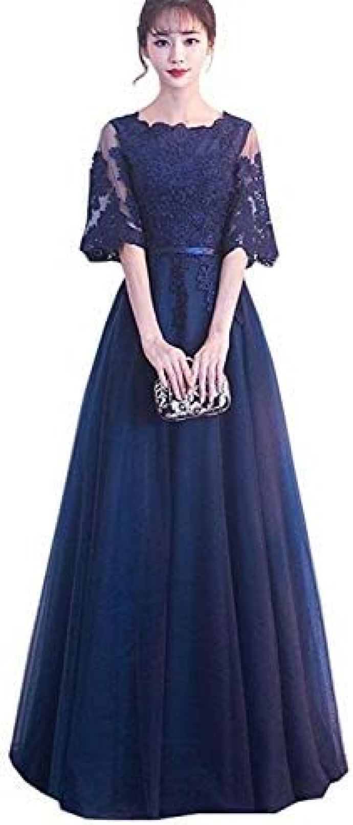 【20%OFFクーポン～】パーティードレス ロング丈 レース切替 ワンピース 大きいサイズ 結婚式 二次会 お呼ばれ 演奏会 披露宴