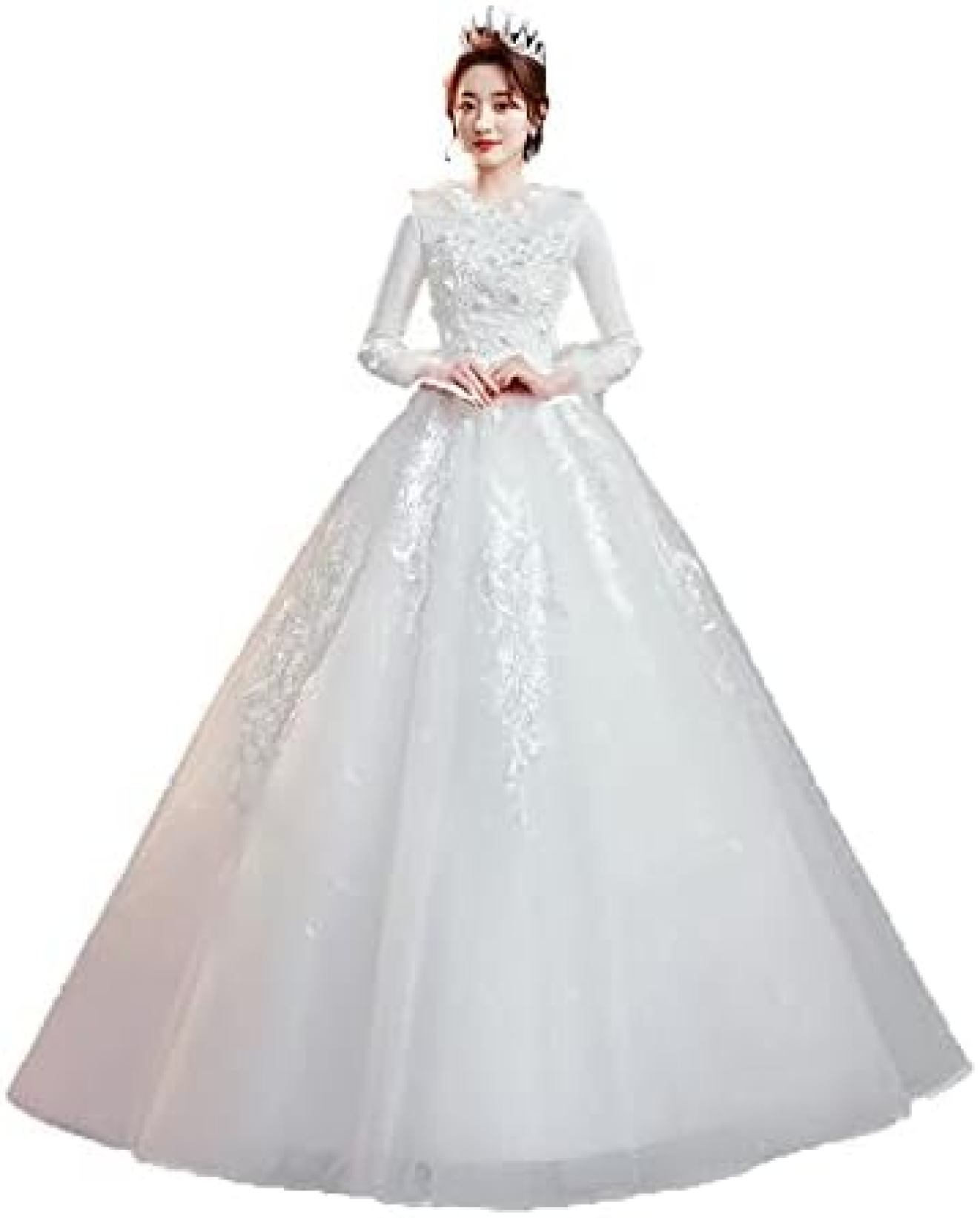 【20%OFFクーポン～】花嫁ドレス パーティードレス お嫁さん ウェディングドレス 発表会 成人式 記念日 結婚式 フォーマルドレス 長袖 レディース 女性らしさ 姫系 ハイウエスト レディース 小きいサイズ オールシーズン