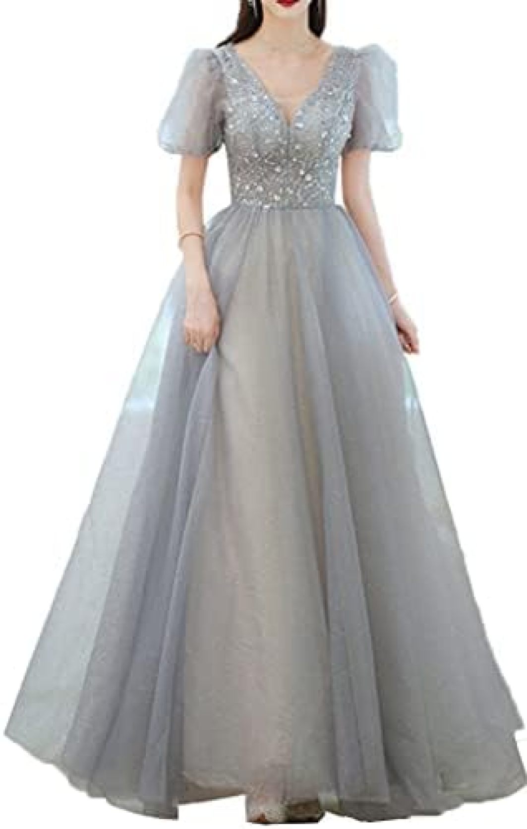 【20%OFFクーポン～】イブニングドレス レディース パーティードレス ウエディングドレス ロングドレス カクテルドレス ワンピース チュール ドレス レース フォーマル スパンコール マキシ vネック 結婚式 花嫁 演奏会