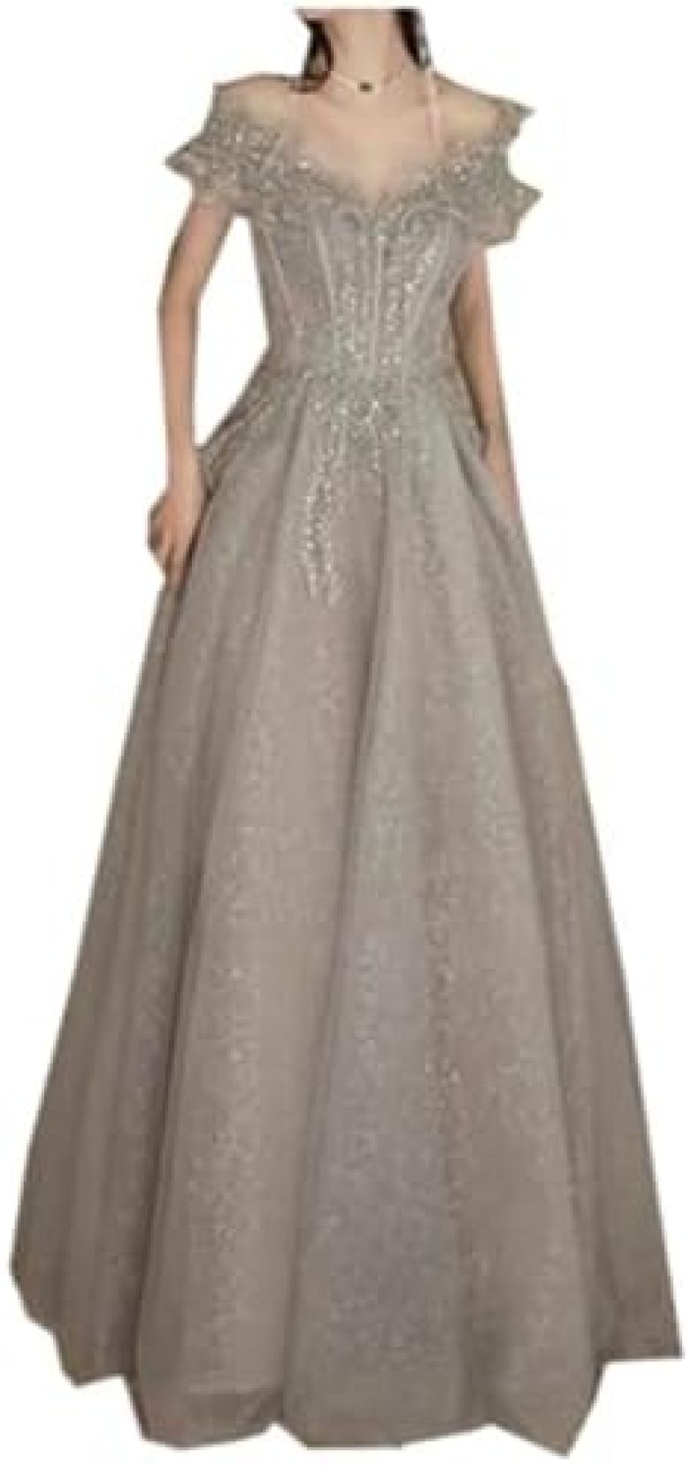 【20%OFFクーポン~】イブニングドレス オフショルダー ドレス レディース スパンコール チュールワンピース Vネック Aライン フリル ハイウエスト ふんわり ロングドレス おしゃれ パーティードレス 花嫁 刺繍 結婚式|Yokos