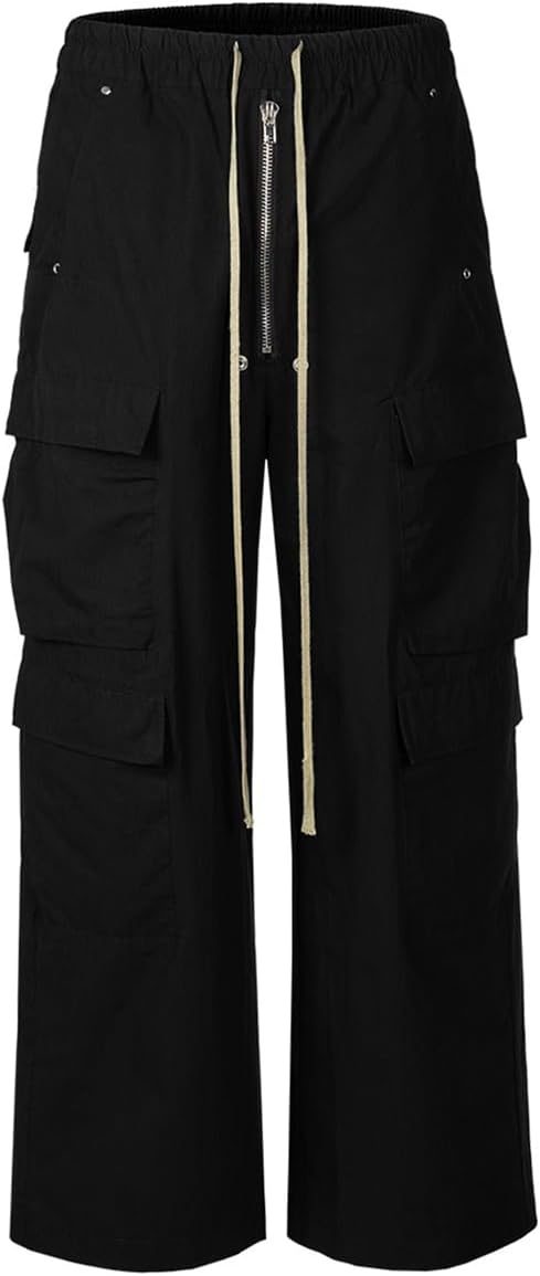 カーゴパンツ ワイド ズボン メンズ ロングパンツ ポケット付き カジュアル パンク ロック レトロ 秋冬 ブラック ルーズ ゆったり ビッグシルエット マルチポケット ヒップホップ ストリート系 V