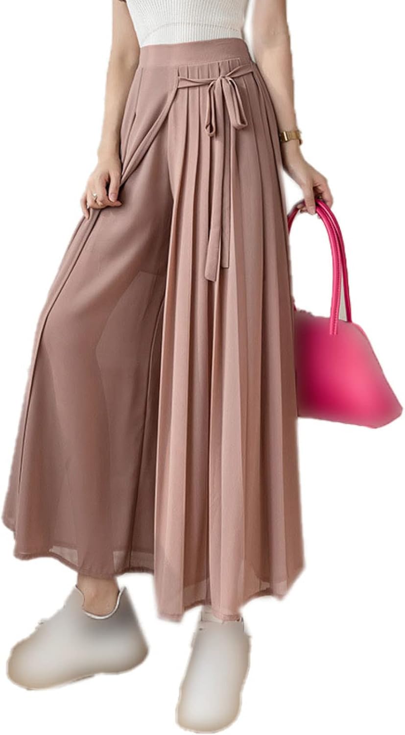 ワイドパンツ レディース ガウチョパンツ パンツ ボトムス シフォン 大きいサイズ ロングパンツ 体型カバー 春夏秋 スカーチョ ガウチョ パンツ 上品 無地 カジュアル フェミニン ゆったり ハイウ｜Yokos