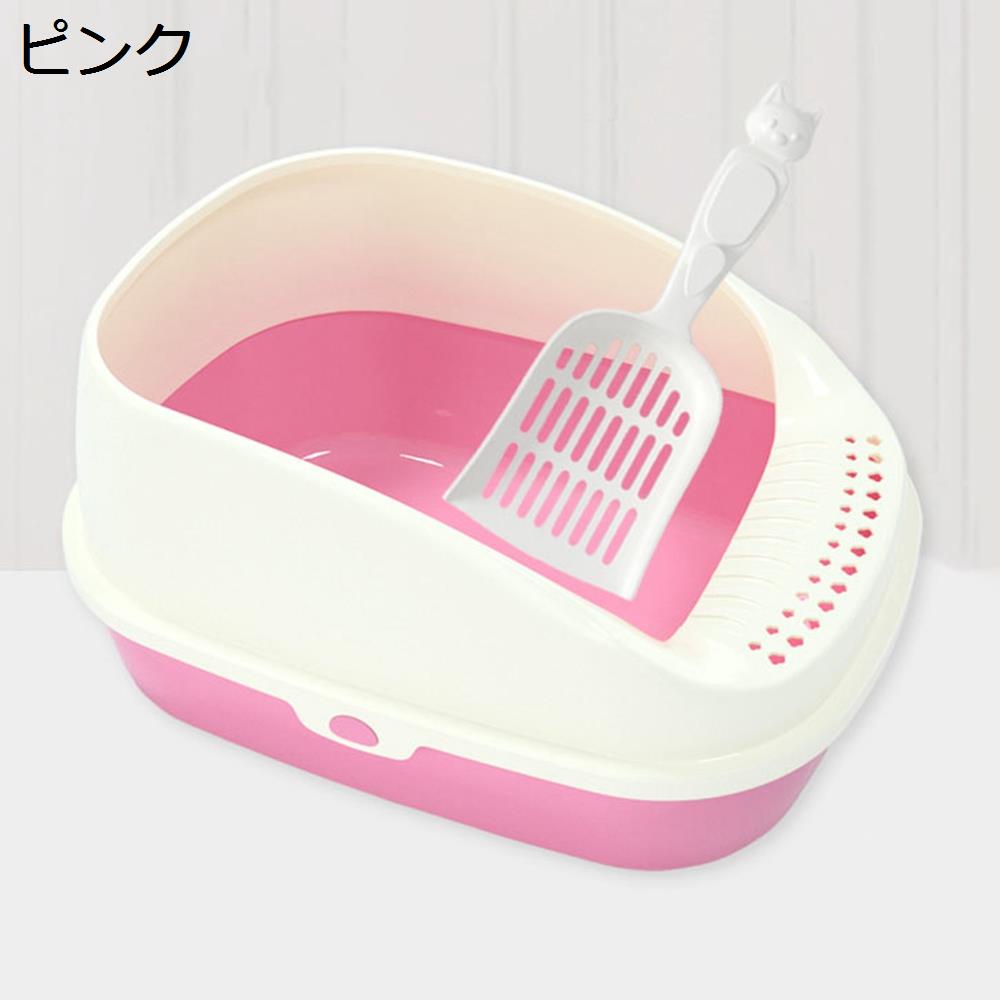 大型猫ちゃんも　ハーフカバー付き　ペットトイレ　オープンタイプ　システムトイレ Amazon | 猫トイレ オープンタイプ 大型猫用 子猫 ハーフカバー