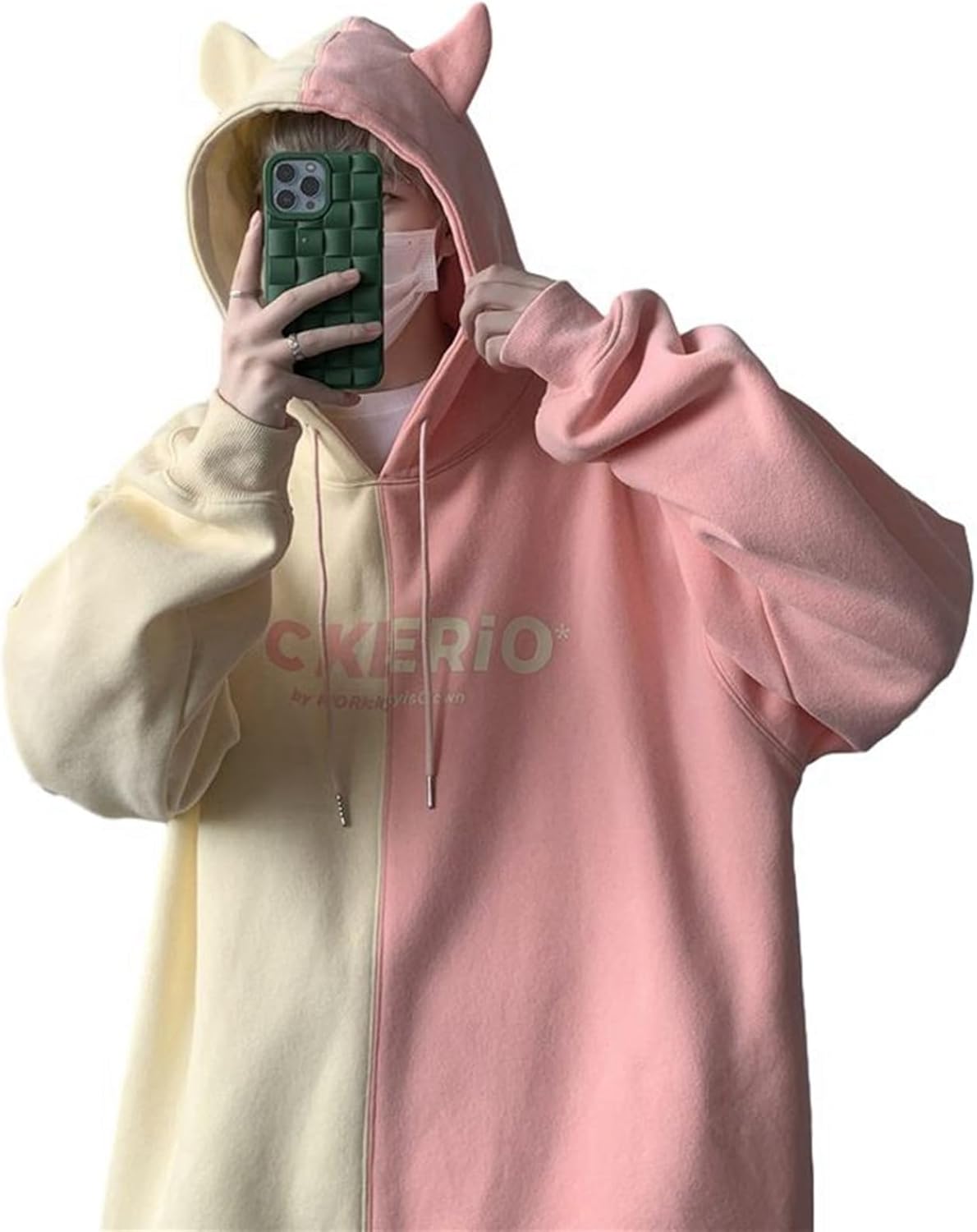 パーカー メンズ 悪魔の角 フード付き プルオーバー 秋冬服 バイカラー オーバーサイズ 長袖 トップス おしゃれ ペアルック スウェットパーカー かわいい 柔らかい 男女兼用 通学 運動 アウトドア|Yokos