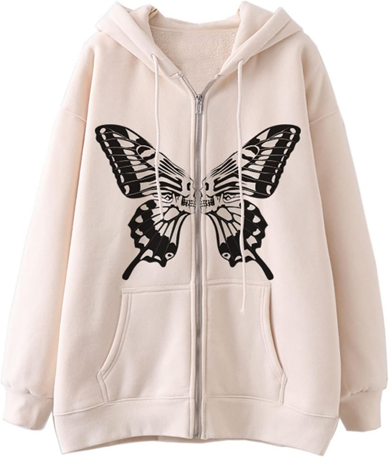 クールゴス ジップ パーカー メンズ 秋服 オーバーサイズ バタフライ柄 ゴシックパンク 大きいサイズ レディース ジャケット サブカル ゆったり ユニセックス 長袖 春秋服 柔らかい 快適 トップス｜Yokos