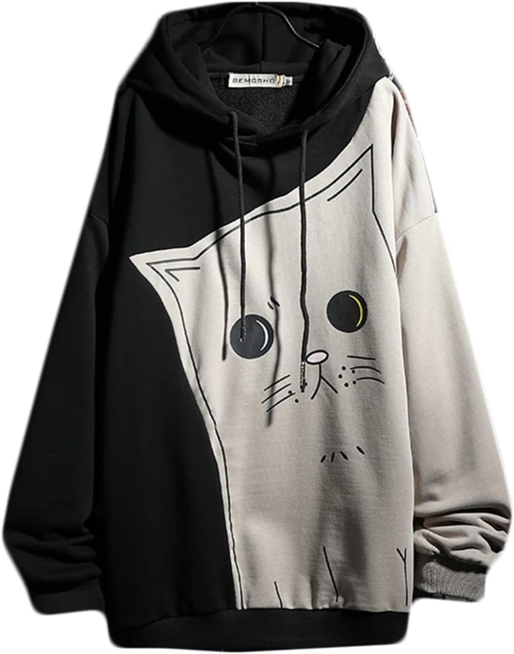 パーカー トレーナー 男性 レディース 学生 切り替え ねこ柄 かわいい フード付き 長袖 カジュアル カッコイイ 流行し 通気 丈長め オーバーサイズ 体型パカー 秋服 プルオーバー 肌触りがいい｜Yokos
