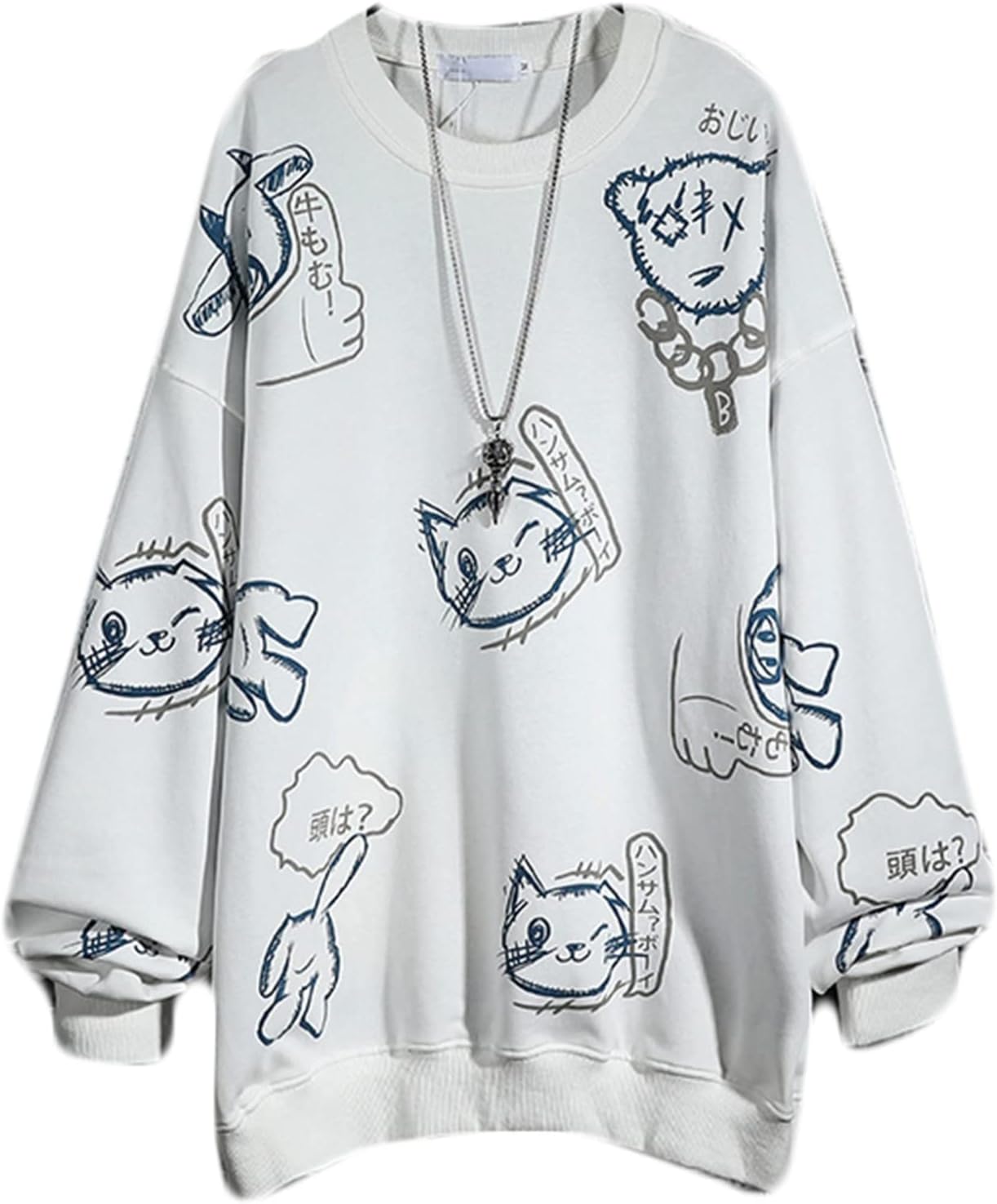 長袖シャツ パーカー レディース メンズ ねこ柄 プリント かわいい プルオーバー ゆったり ファッション 通気性 伸縮性 クルーネック 体型パカー トップス トレーナー 柔らかい 丈長め カジュアル｜Yokos 9,305円