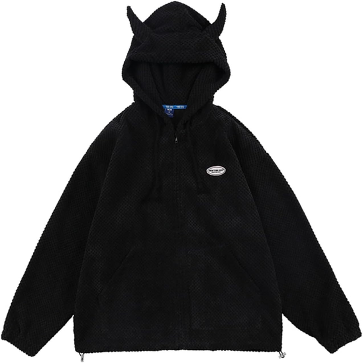 パーカー 角付き メンズ レディース 悪魔の角 長袖 ジップ スウェット 無地 トレーナー チェック シンプル ポケット 秋 春 ビックシルエット コンフォート 面白 かわいい BF風 お揃い お祭り｜Yokos