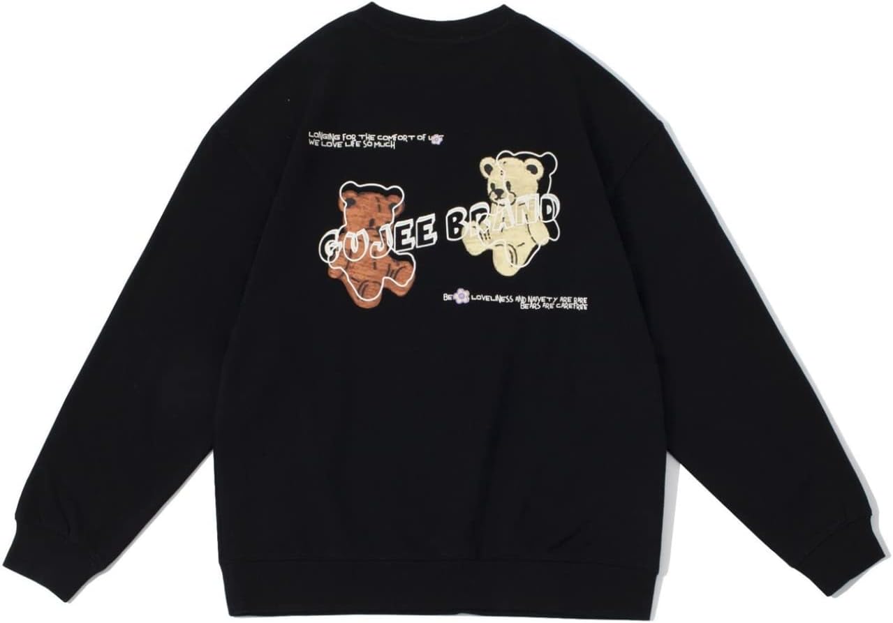 プルオーバー 男性 パーカー 春 トレーナー クマ柄 ソフト ビッグシルエット ストレッチ クルーネック 保温性 吸汗 丈長め カジュアル ハンサム 流行し コンフォート 体型パカー シンプル 長袖|Yokos