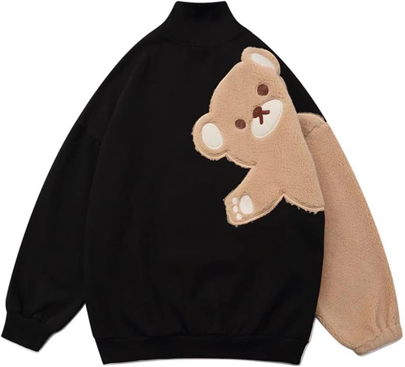 プルオーバー メンズ レディース パーカー ボアコート ヒップホップ系 クマ柄 かわいい 柔らかい ゆったり 伸縮性 ハイキング 保温性 吸汗性 丈長め カジュアル 体型パカー ペアルック 普段着 ハ