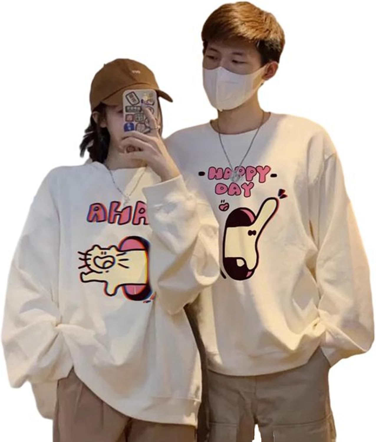 ペアルック トレーナー 猫柄 秋冬 長袖 ロング Tシャツ 上着 カップル カットソー 丸首 プルオーバー 厚手 お揃い お洒落 パーカー ゆったり 通勤 スポーツ 旅行 贈り物 撮影 ストリート系|Yokos
