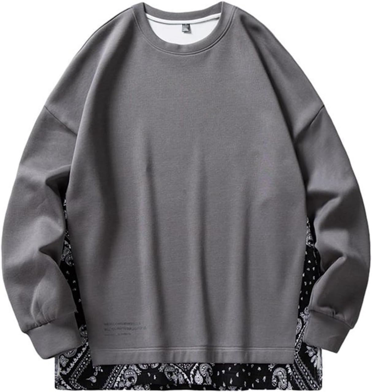 6xl パーカー 総柄 トレーナー メンズ ビッグサイズ 長袖 フェイクレイヤード 切り替え クルーネック ビックシルエット トップス ゆったり 春 秋 コンフォート ins風 個性的 お祭り スポー