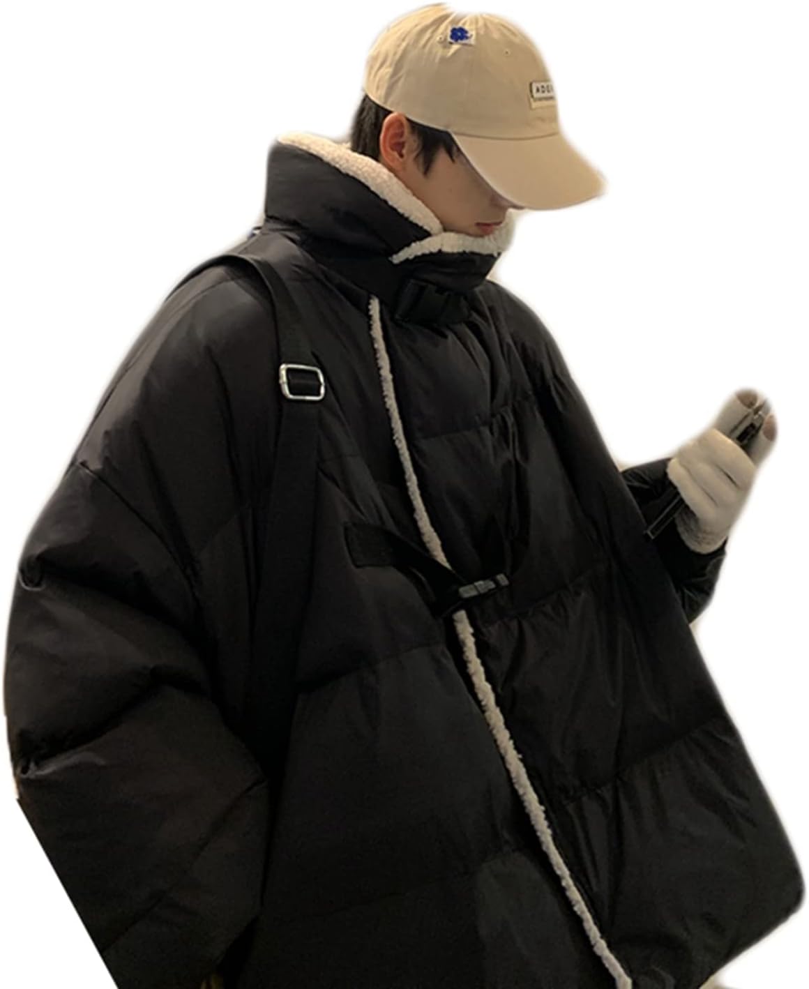 メンズ フリースボア ジャケット 大きい襟 ハイネック 中綿入り 厚手 秋冬用 スタジアムジャンパー ブルゾン 中綿ジャケット 韓国風 撥水 オーバーサイズ 着痩せ カジュアル服 アウター