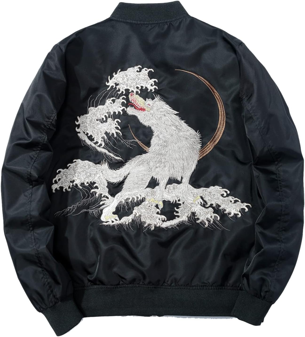 楽天市場】月に狼刺繍スカジャン GKJ-007 satori(さとり) 和柄【送料