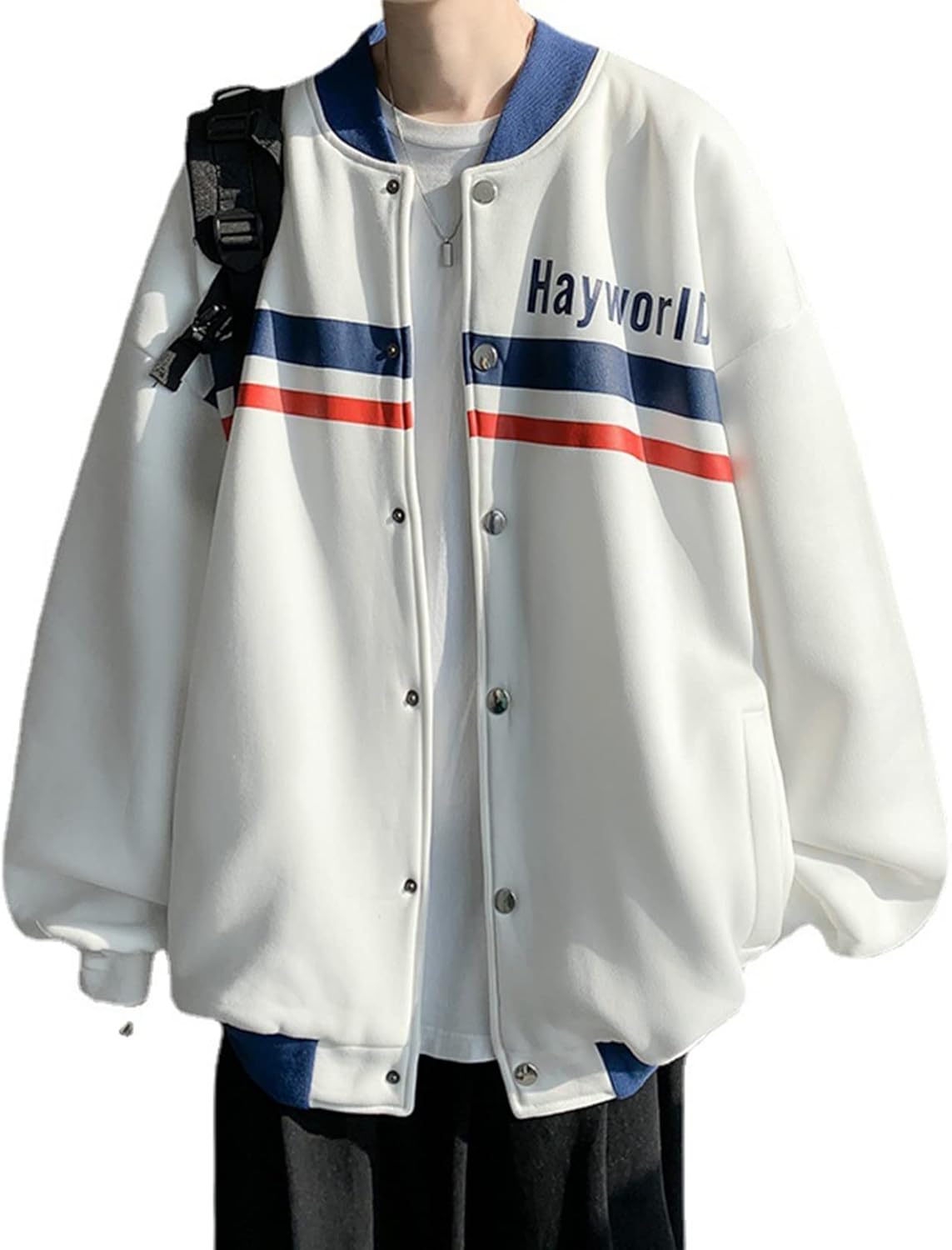 メンズ スタジャン ジャンパー カジュアル 野球服 学生 ストリート系 カッコイイ 立ち襟 アウター 春 秋 長袖 ジャケット オーバーサイズ ゆったり ユニセックス 上着 大きいサイズ スタジアムジ|Yokos