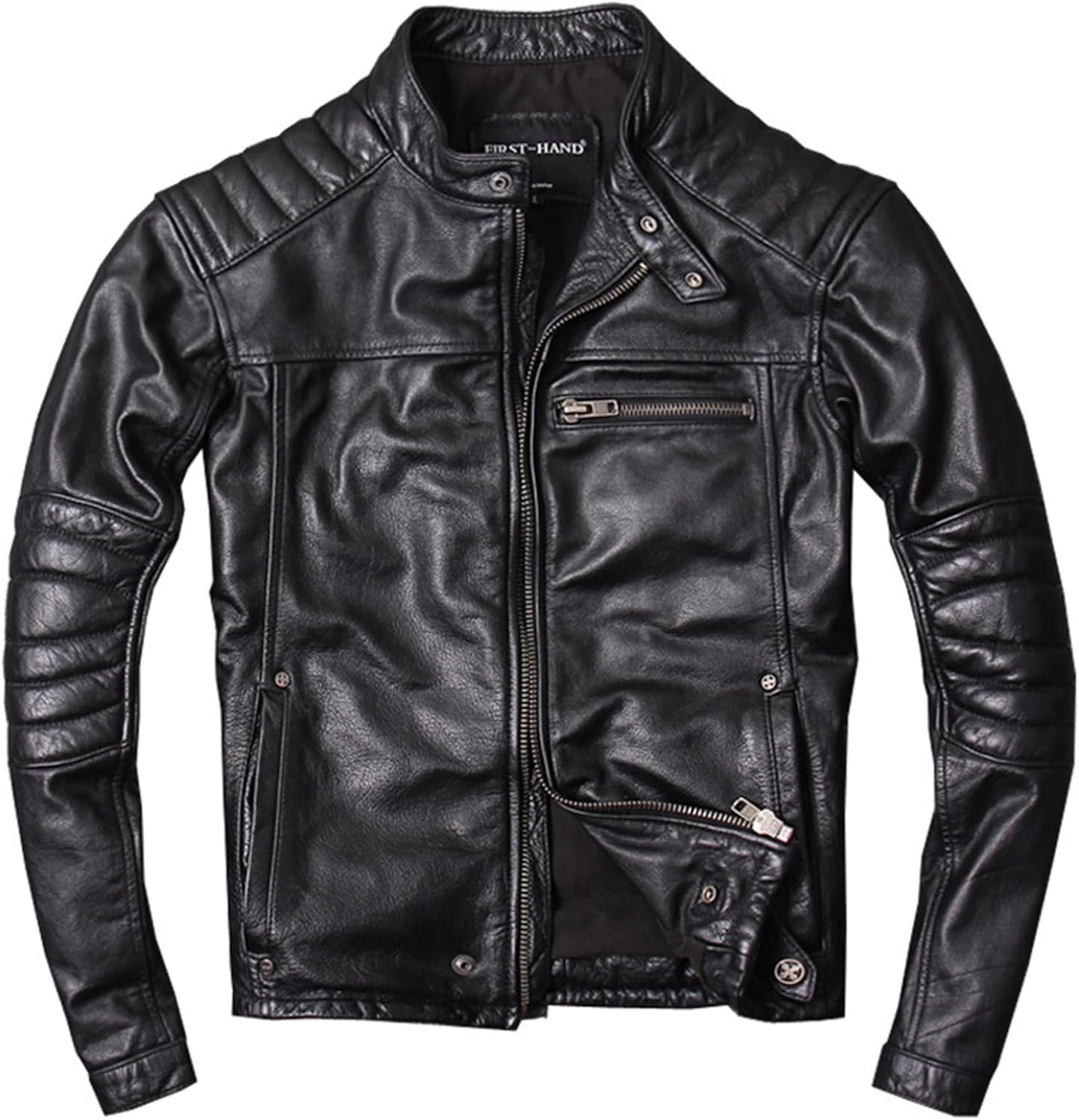 ライダースジャケット メンズ 牛革 レザージャケット おしゃれ 革ジャン ショート丈 立ち襟 スリム カジュアル 秋服 レザーコート バイクジャケット トップス 薄手 アウター 防風 大きいサイズ