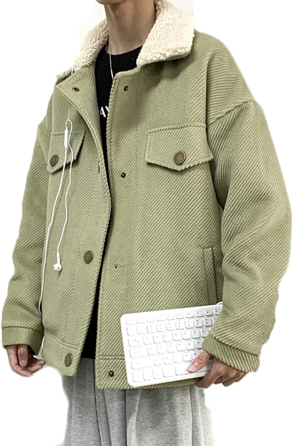 ボアブルゾン 綿服 ボアジャケット メンズ レディース ボアフリース 防寒着 秋冬服 保温 あったか 切り替え アウター もこもこ ゆったり ジャンパー スタジャン ブルゾン 冬 起毛 無地 ブルー 12,445円