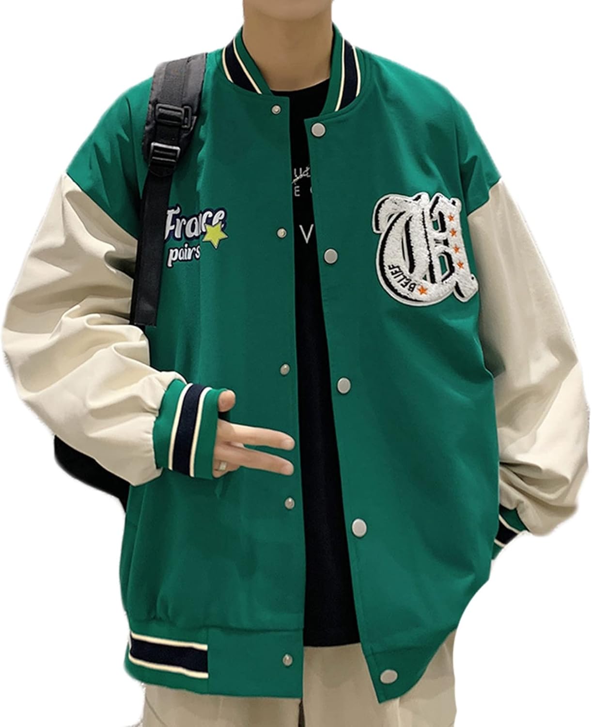 春秋 アウター スタジアムジャンパー ジャケット メンズ スタジャン お洒落 コート バイカラー カジュアル ジャンパー 大きいサイズ ビックシルエット ストリート 長袖 羽織り 薄手 防風 防寒 ユ｜Yokos